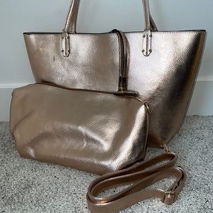 NWT STEVE MADDEN TOTE BAG AND CROSSBODY BAG ROSE GOLD